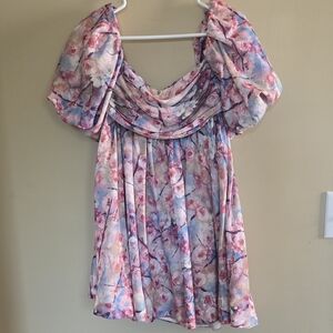 Bardot Pink Multi Floral Off-Shoulder Puff Sleeve Tunic